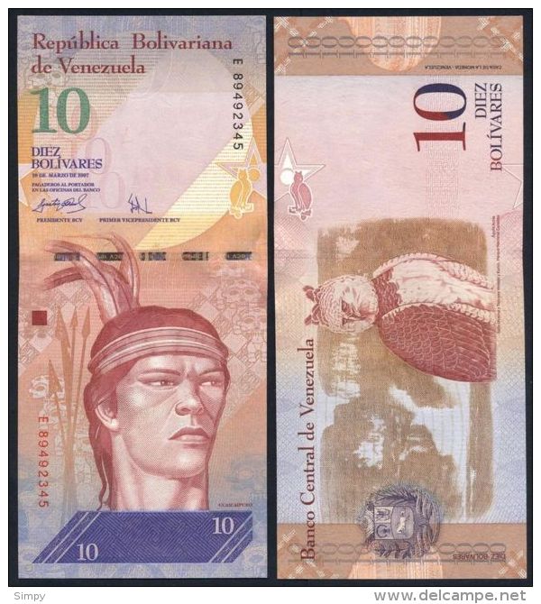 VENEZUELA - 10 Bolivares 20.3.2007    UNC Pick 90a - Venezuela