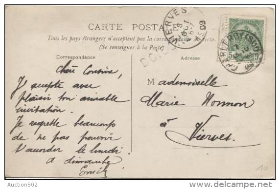 TP 83 S/CP C.Charleroi(Sud) En 1909 + Griffe Doische V.Vierves C.d'arrivée PR389 - Linear Postmarks