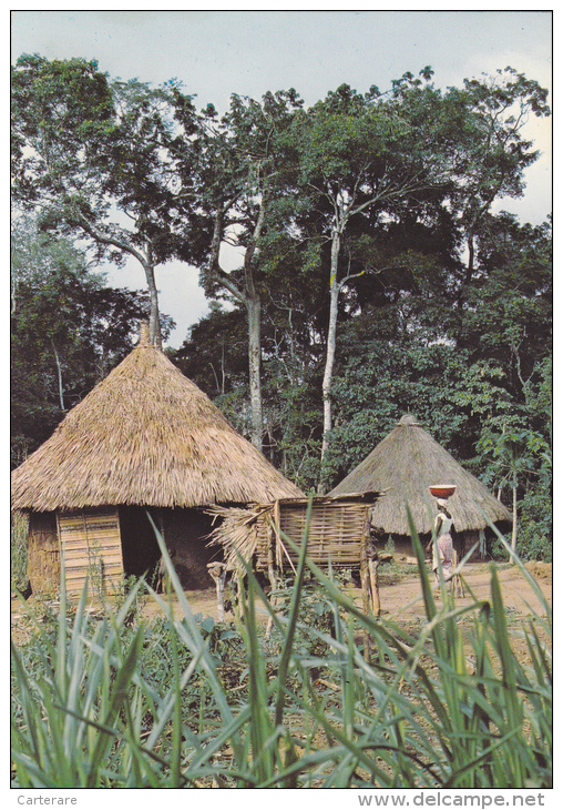 AFRIQUE,AFRIKA,AFRICA,COT E D´IVOIRE,MAISON AFRICAINE,PAILLOTE,casa Africa,femme Porteuse - Ivory Coast