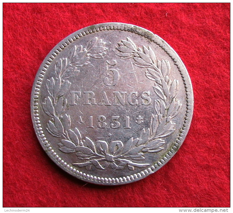 5 Francs Louis Philippe Tête Laurée Tranche En Relief 1831 A - Altri & Non Classificati