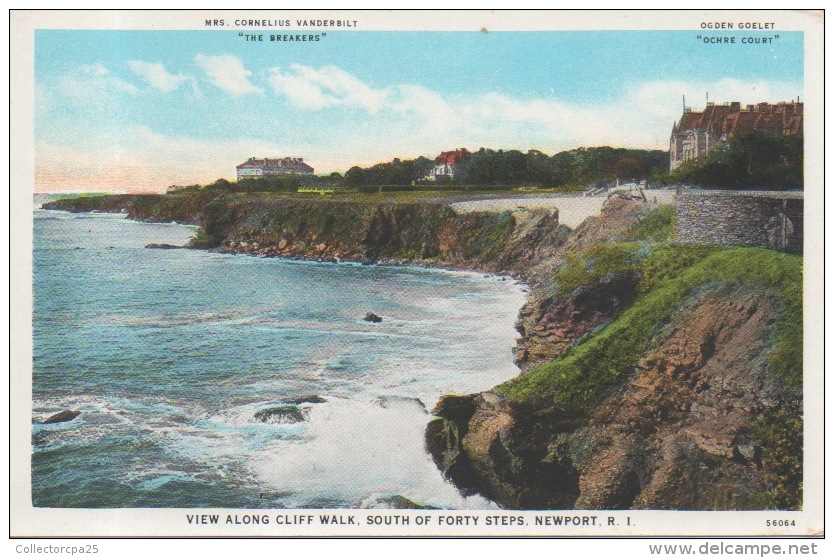 The Breakers Mrs Cornelius Vanderbilt Ogden Goelet Ochre Court View Along Cliff Walk South Of Forty Steps - Newport RI - Newport