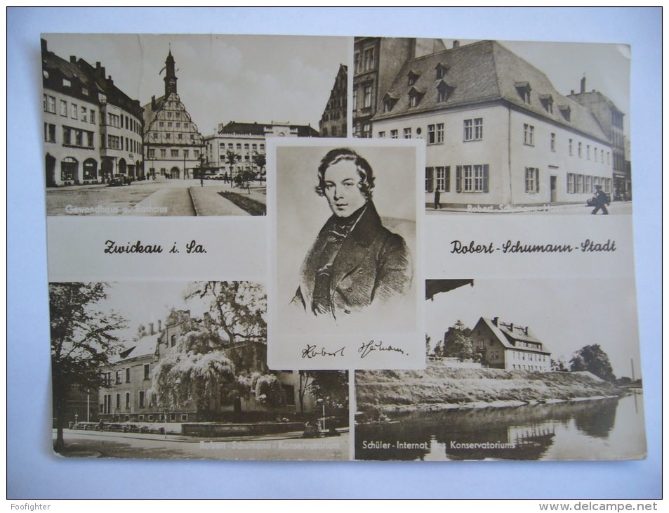 Germany: Sachsen - Zwickau - Mehrbildkarte Mit Robert Schumann - 1960s Unused - Zwickau