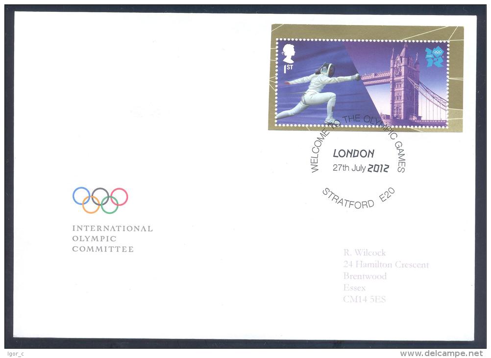 UK Welcome To Olympic Games London 2012 Letter Opening Day Fencing Tower Bridge Stamp, Olympic Cancellation On IOC Cover - Summer 2012: London