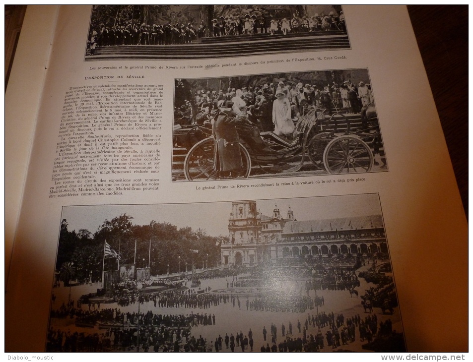 1929  La BALILLA; Bateau-école ASILO-CARRACCIOLI;Séville ; Le Navire SANTA-MARIA; Paquebot La Fayette - L'Illustration