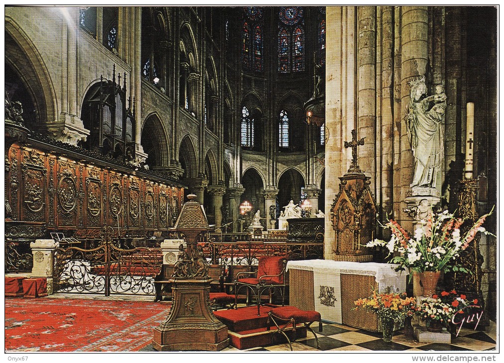 PARIS (75) Statue De Notre Dame De Paris -Le Choeur - ORGUES-ORGUE-ORGEL-ORGAN-INSTRUMENT-MUSIQUE-2 SCANS - - Eglises