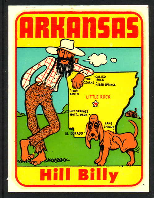 1950´s Decal (autocollant)  Arkansas  HILL  BILLY - Andere & Zonder Classificatie