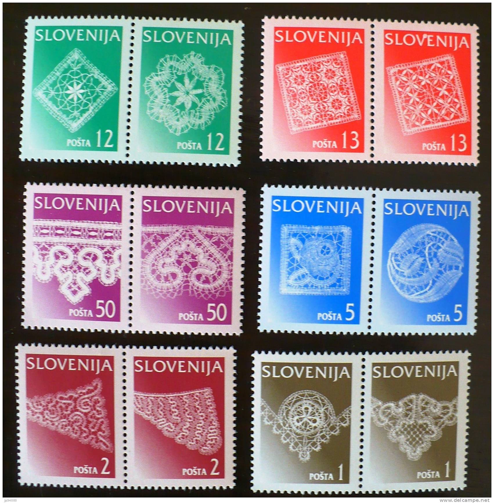 SLOVENIE: DENTELLE  Serie Complete 12 Valeurs  Emis En Paire ** (2) - Autres & Non Classés