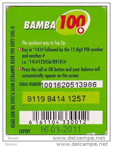 Kenya, Bamba 100, Special / Small Card, Boat, Expiry : 16-03-2011. - Kenya