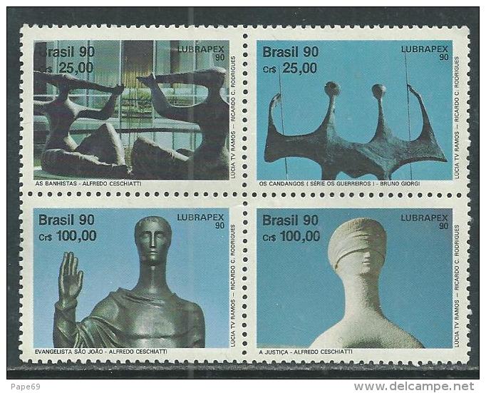 Brésil  N° 1981 / 84  XX  "Lubrapex '90", Expo. Phil. Lutisano-brésilienne,   Les 4 Valeurs Se Tenant Sans Charnière, TB - Unused Stamps