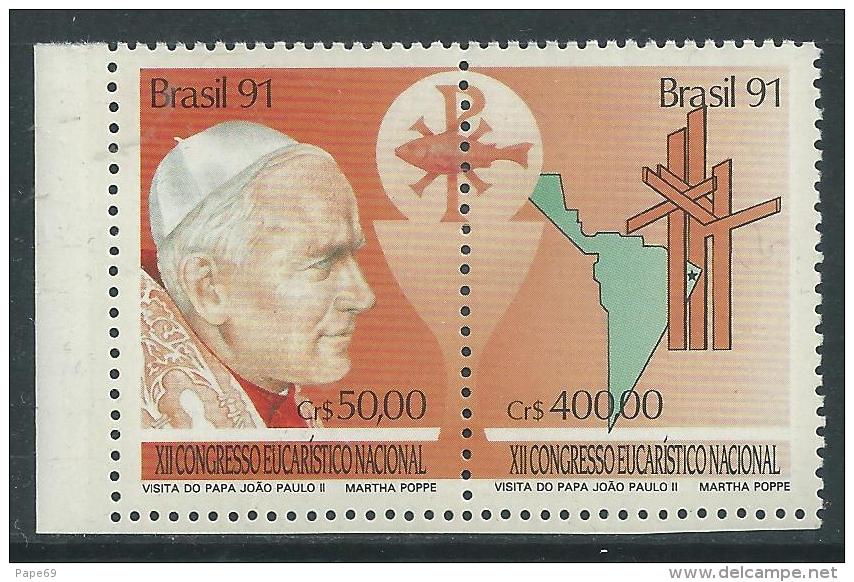 Brésil  N° 2035A XX 12ème Congrès Eucharistique National Ret Visite De S.S. Jean Paul II Les 2 Vals Se Tenant Ss Ch. TB - Unused Stamps