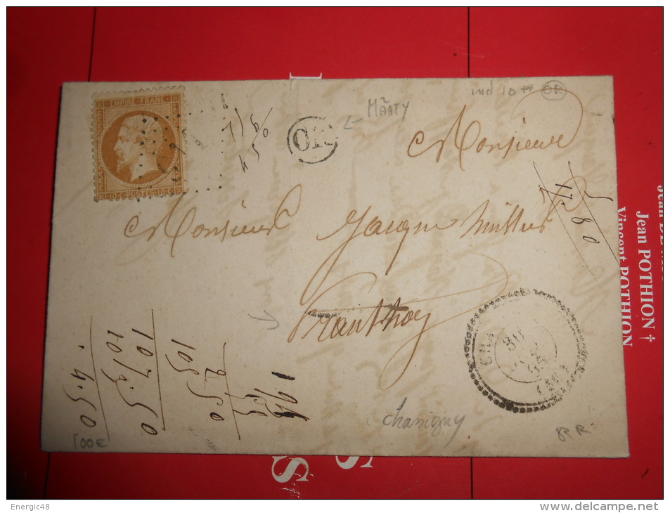 KK_superbe Lettre Perlée De Chanigny GC 911,BR De Maaty,et Destination.rare A Etudier; - 1862 Napoléon III.