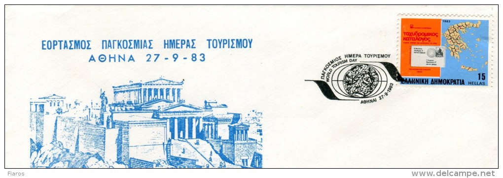 Greece- Greek Commemorative Cover W/ "World Tourism Day" [Athens 27.9.1983] Postmark - Flammes & Oblitérations