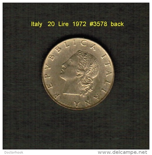 ITALY    20  LIRE  1972  (KM # 97.2) - 20 Lire