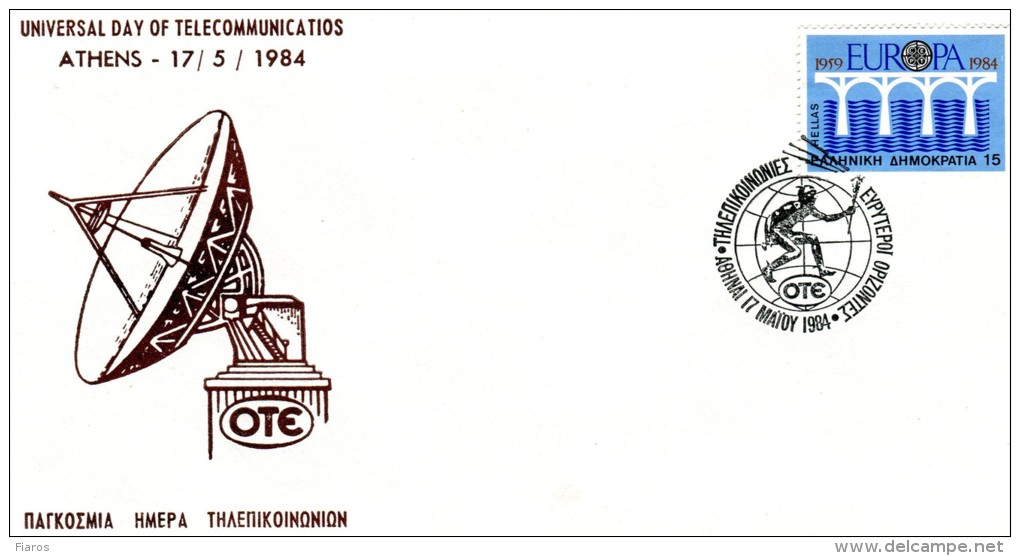 Greece- Greek Commemorative Cover W/ "OTE - Universal Day Of Telecommunications: Wider Horizons" [Athens 17.5.1984] Pmrk - Postal Logo & Postmarks