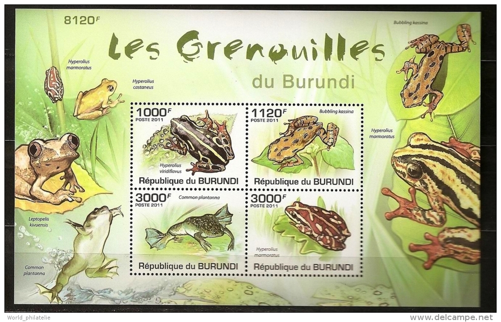 Burundi 2011 N° BF 155 ** Animaux, Batraciens, Grenouilles, Hyperolius, Leptopelis, Bubbling Kassina, Common Plantanna - Unused Stamps