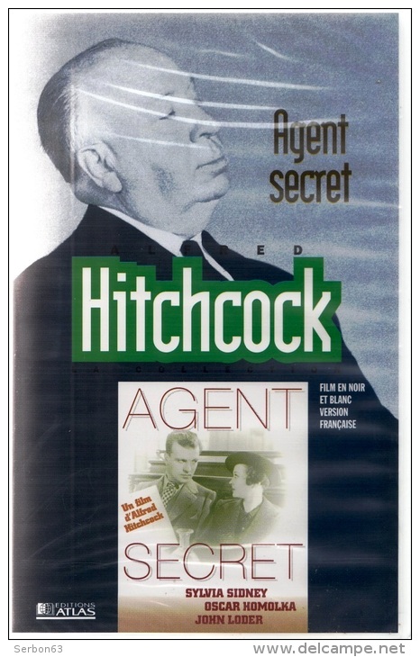 ALFRED HITCHCOCK CASSETTE 73mm VHS NEUVE SOUS BLISTER NOIR ET BLANC AGENT SECRET VERSION FRANCAISE EDITION ATLAS SYLVIA - Polizieschi