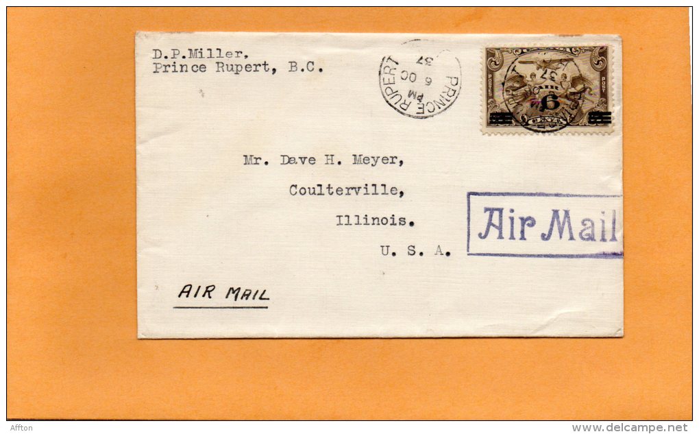 Canada 1937 Air Mail Cover Mailed To USA - Airmail