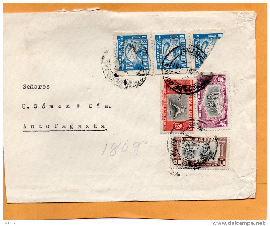 Bolivia 1952 Cover Mailed To Chile Bisect Stamp - Bolivien