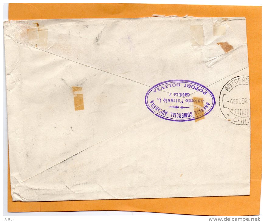Bolivia 1952 Cover Mailed To Chile Bisect Stamp - Bolivien