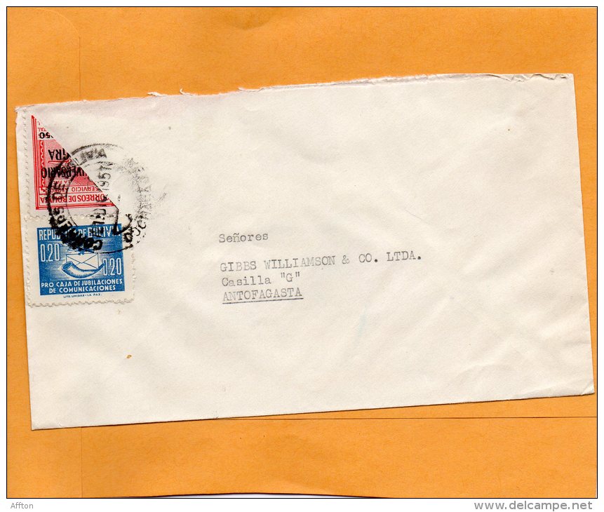 Bolivia 1951 Cover Mailed To Chile Bisect Stamp - Bolivien