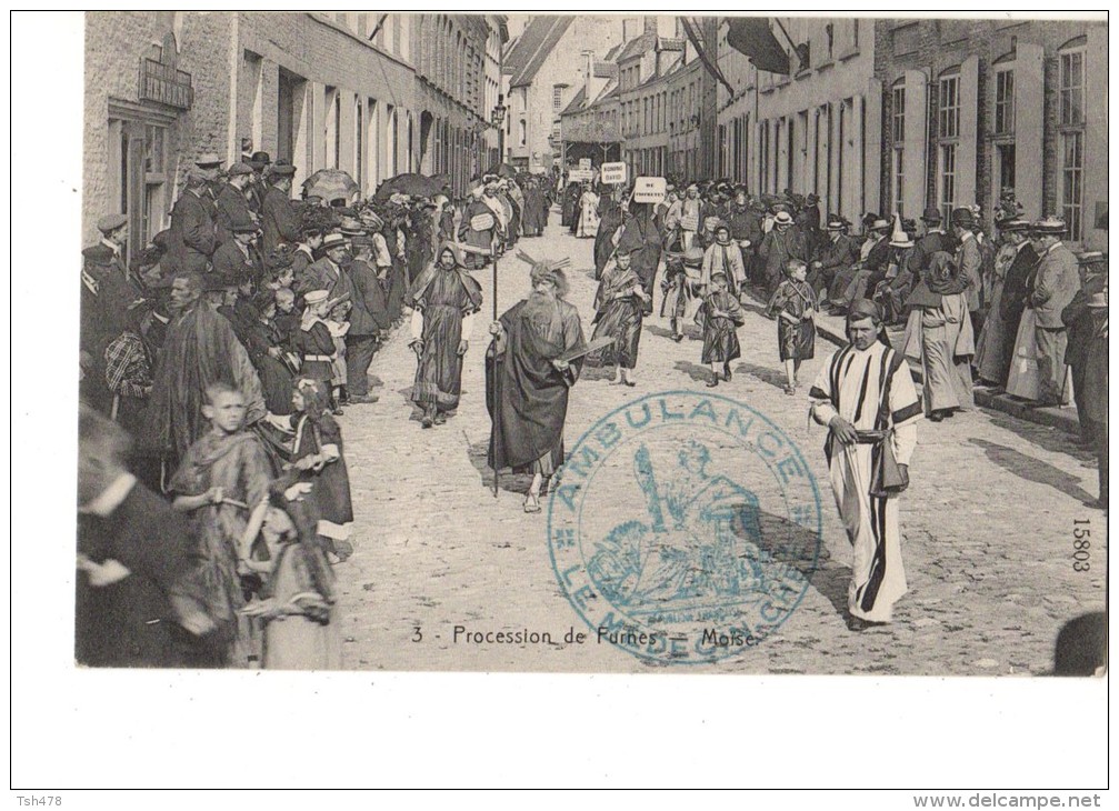 BELGIQUE----PROCESSION DE FURNES--MOISE---( Tampon Ambulance Le Médecin-chef )--voir 2 Scans - Veurne