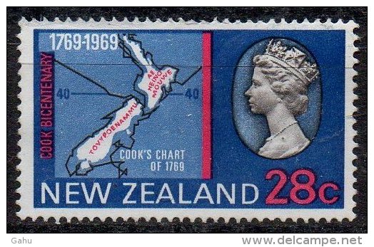 Nouvelle Zelande ; New Zealand ;  ; 1969 ; N° Y: 496 ; N S.g. . ; " Carte De Cook " Cote Y:   6.50  E. - Nuevos