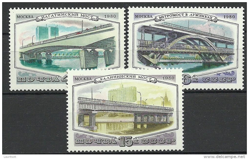 RUSSIA Soviet Union 1980 Brücken Bridges Michel 5023 - 5025 MNH - Ponti