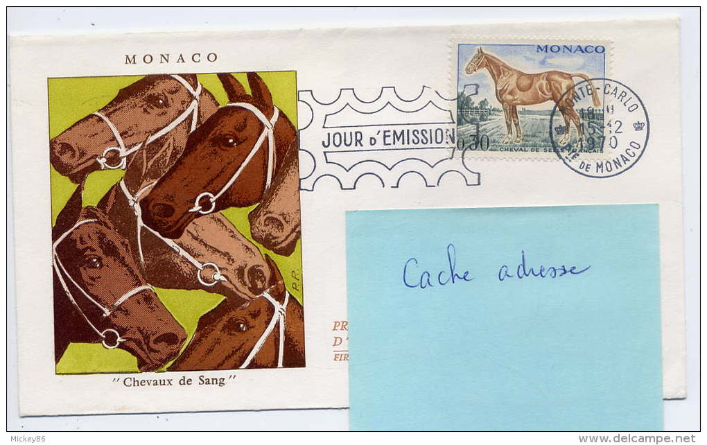 MONACO---1970--FDC Enveloppe---CHEVAL--- Pour La France---cachet MONTE-CARLO - FDC