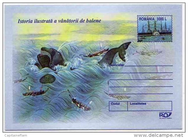 WHALE WHALING WHALER JAPAN Baleine Wal Entier Postal Stationery Mint ROUMANIE 2002 - Wale