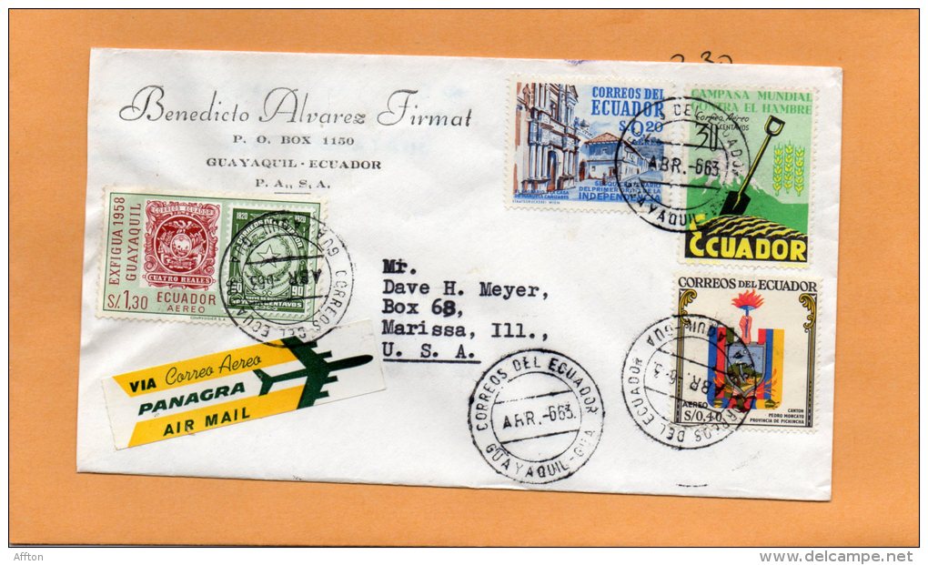 Ecuador Old Air Mail Cover Mailed To USA - Ecuador