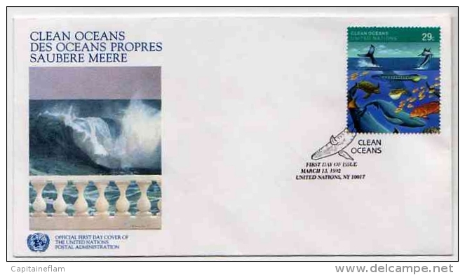 WHALE  Baleine Wal  FDC Postmark New York March 13 1992 United Nations Nations Unies - Whales