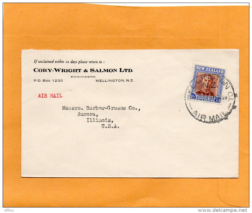 New Zealand Old Air Mail Cover Mailed To USA - Corréo Aéreo