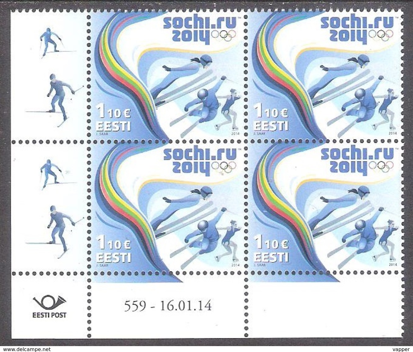 Olympic Estonia 2014 MNH Stamp  Block Of 4 Winter Olympic Games In Sochi Mi 782 - Winter 2014: Sochi