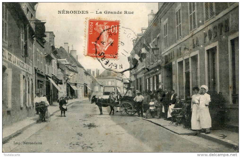 CPA 18 NERONDES LA GRANDE RUE 1911 - Nérondes
