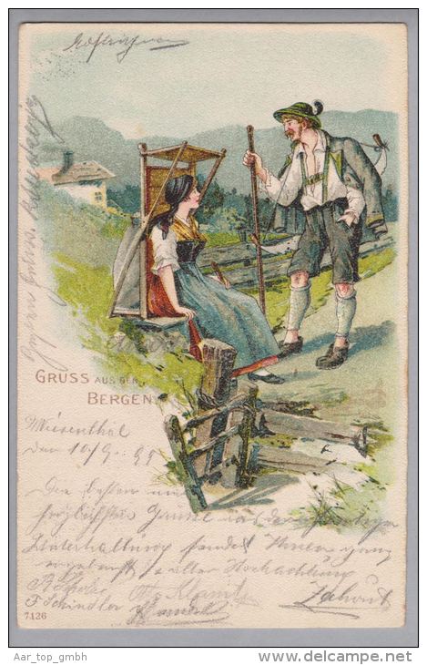 Motiv Gruss Aus Den Bergen 1899-09-11 Wiesenthal Litho #7126 - Souvenir De...