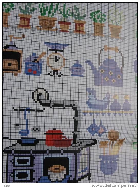 Intermezzo   La Cuisine - The Kitchen  Diagramme Couleur Pour Broder Des Motifs " Cuisine " - Point De Croix