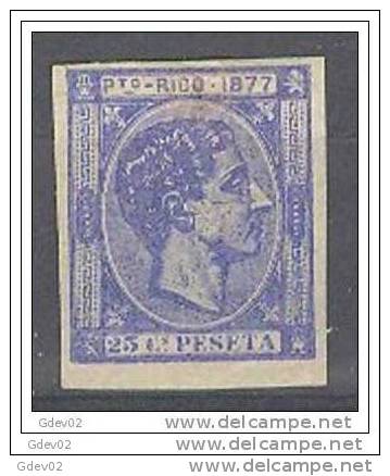 PR16S-L1024.Rey Alfonso Xll.PUERTO RICO. Español.1877.(Ed16s *)con Charnela.Borde De Hoja.CV 110 EUROS - Puerto Rico