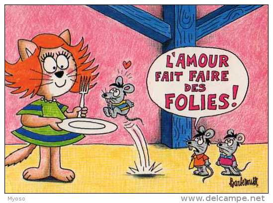 BARBEROUSSE L'amour Fait Faire Des Folies, Chatte, Souris, Coeur, Assiette, Fourchette - Barberousse