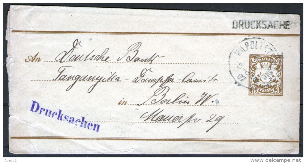 Bayern Drucksache 1897 Aus Hilpolststein Nach Berlin - Tanganyika Dampfer - Andere & Zonder Classificatie