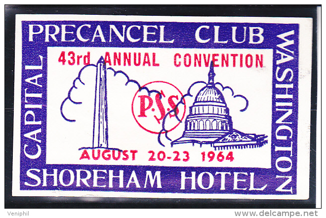 VIGNETTE WASHINGTON - 43 E CONVENTION PRECANCEL CLUB  -1964 - Altri & Non Classificati