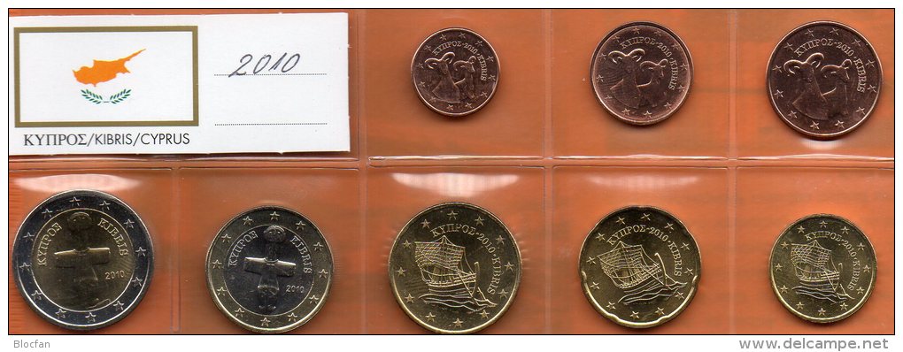 EURO-set Cyprus 2010 Stg. 24€ Stempelglanz Der Staatlichen Münze Zypern New Set 1C.-2€ Coins Of Republik Of South-Kibris - Chypre