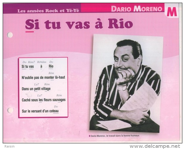 Les Années Rock Et Yé-Yé DARIO MORENO "Si Tu Vas à Rio "  Ed. Atlas TBE - Sonstige & Ohne Zuordnung