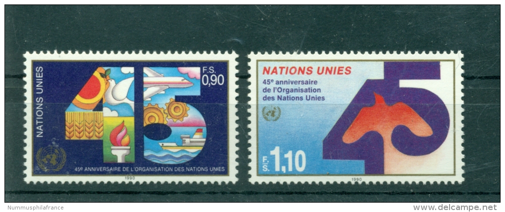 Nations Unies Géneve 1990 - Michel N.188/89 - "45e Anniversaire De L'Organisation Des Nations Unies" - Ungebraucht