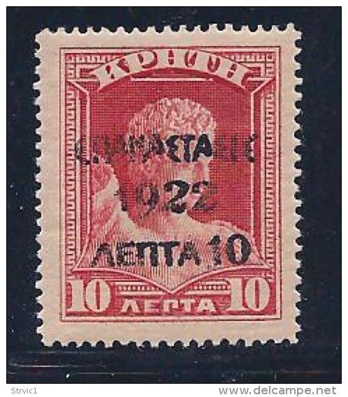 Greece, Scott # 288 Mint Hinged Crete Stamp Surcharged, 1923 - Unused Stamps