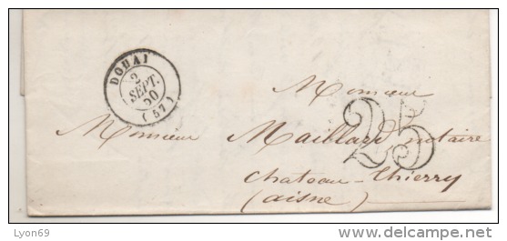 LETTRE DE LAON  1850 TAXE 25 C - 1849-1876: Classic Period