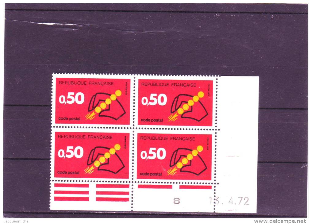 N° 1720 - 0,50F CODE POSTAL - A De A+B - 1° Partie Du Tirage Du 6.4.72 Au 2.6.72 - 13.04.1972 - - 1970-1979