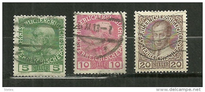 Autriche Oblitéré ; Y & T N° 104a,106a,108a ; " 60 Anniv Du Règne De François Joseph 1er " - Used Stamps
