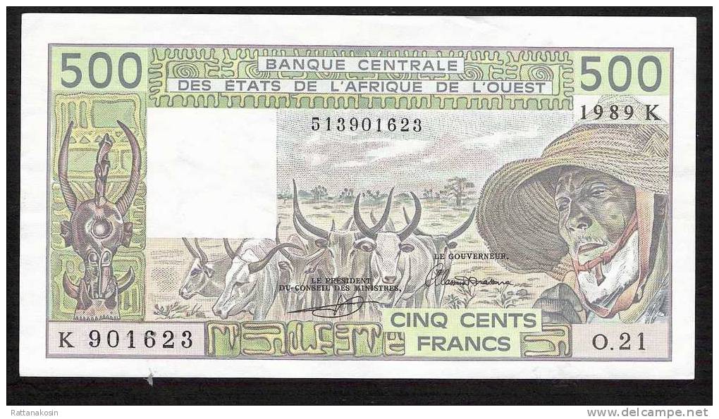 W.A.S. SENEGAL  P706Kh    500  FRANCS  1989  AU  NO P.h. ! - Senegal