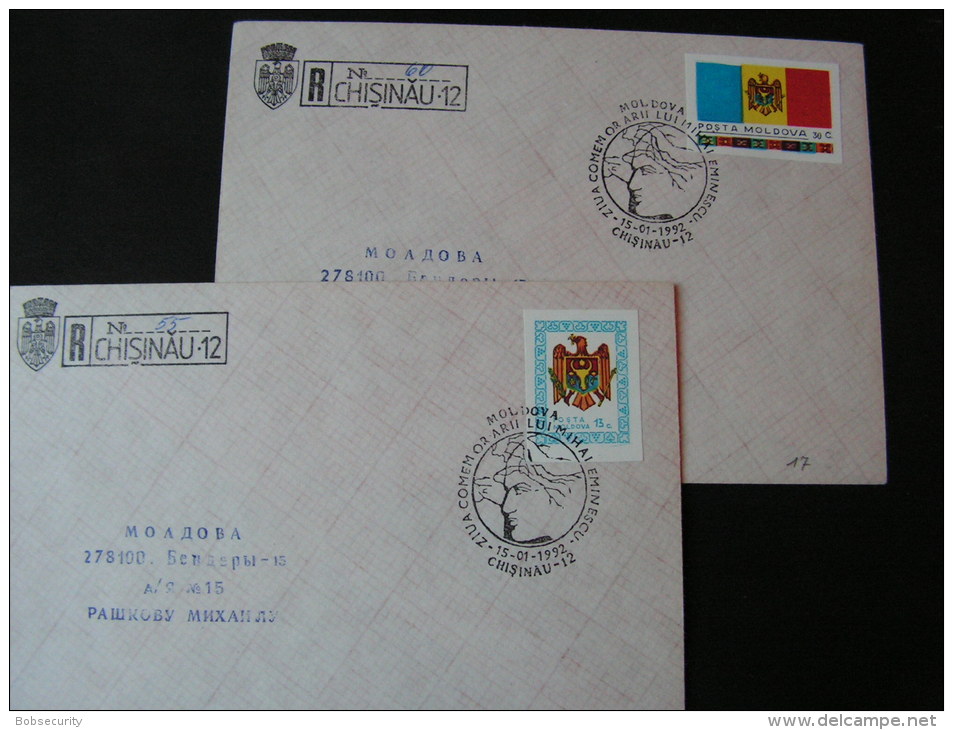 == Moldova  - 2 R-Briefe 1992 FDC  ?? - Moldavie