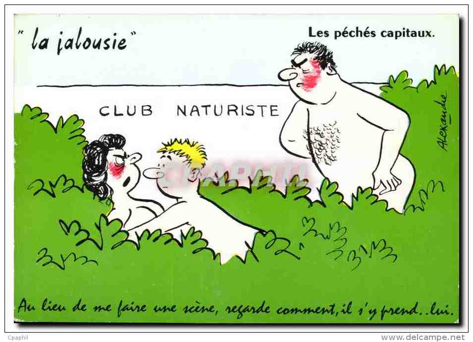 CPA Humour La Jalousie Les Peches Capitaux Club Naturiste Au Lieu De Me Faire Une Scene Illustrateur - Humour